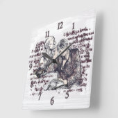 Das Mädchen liest ein Buch Quadratische Wanduhr (Winkel)