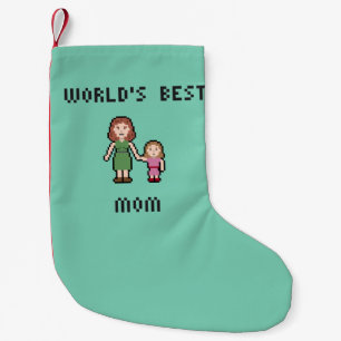 Das Mädchen-Mama-WeihnachtsStrumpf der Pixel-Welt Kleiner Weihnachtsstrumpf