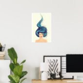 Das Mädchen mit blauen Haaren Poster (Heimbüro)
