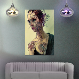 Das Mädchen mit Cyber-Tattoos Poster