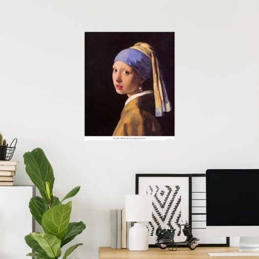 Das Mädchen mit dem Perlenohrring von Vermeer Poster (Heimbüro)