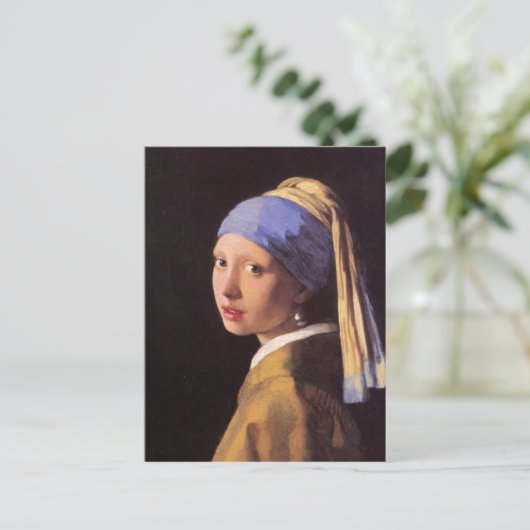Das Mädchen mit dem Perlenohrring von Vermeer Postkarte (Stehend Vorderseite)
