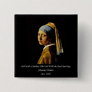 Das Mädchen mit dem Turban/Mädchen mit dem Perleno Button