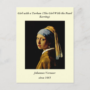 Das Mädchen mit dem Turban/Mädchen mit dem Perleno Postkarte