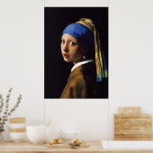 Das Mädchen mit der Perle, die Johannes Vermeer ve Poster (Küche)