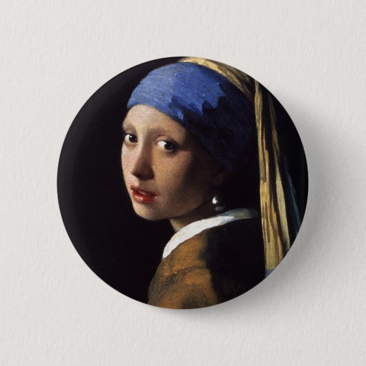 Das Mädchen mit der Perle von Vermeer Button (Vorderseite)