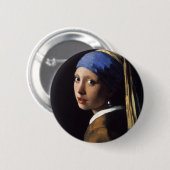 Das Mädchen mit der Perle von Vermeer Button (Vorne & Hinten)