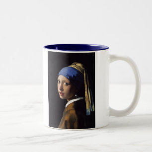 Das Mädchen mit der Perle von Vermeer Zweifarbige Tasse