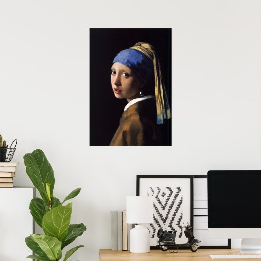 Das Mädchen mit der Perlenohrring von Vermeer Poster (Heimbüro)