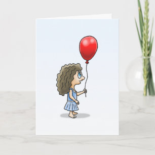 Das Mädchen mit der roten Luftballon-Geburtstagska Karte