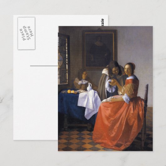 Das Mädchen mit der Wineglass Postkarte (Vorne/Hinten)