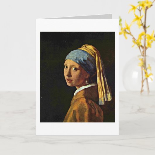 Das Mädchen mit einem Perlen-Ohrring durch Karte (Gelbe Blume)