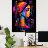 Das Mädchen mit einem Perlenohrring interpretierte Poster (Heimbüro)