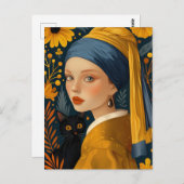 Das Mädchen mit einem Perlenohrring und einem aufw Postkarte (Vorne/Hinten)