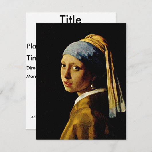 Das Mädchen mit einem Turban/Mädchen mit dem Perle Einladung (Vorne/Hinten)