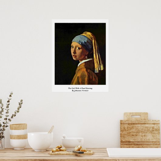Das Mädchen mit einer Perle von Johannes Vermeer Poster (Küche)