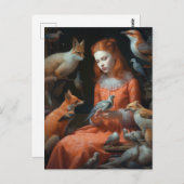 Das Mädchen mit Füchsen und Vögeln Postkarte (Vorne/Hinten)