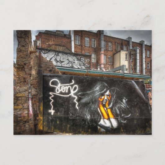 Das Mädchen mit Orange Handschuhen, Shoreditch Gra Postkarte (Vorderseite)