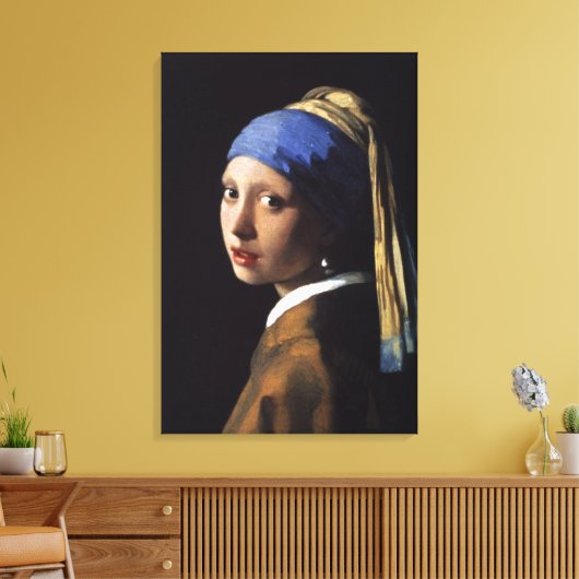 Das Mädchen mit Perlenohrring - überzogene Leinwan Leinwanddruck (Insitu (Wohnzimmer))