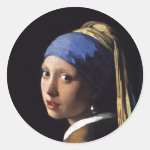 Das Mädchen mit Perlenohrring von Johannes Vermeer Runder Aufkleber