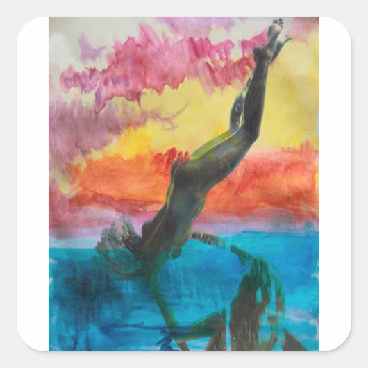 Das Mädchen Quadratischer Aufkleber (Vorderseite)