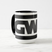 Das Mädchen schreibt, welches Logo Tasse (Vorderseite Links)