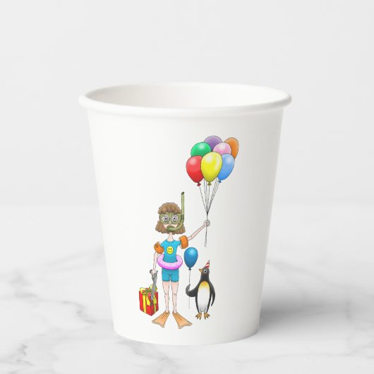 Das Mädchen und das Party der Pinguine Pappbecher (Vorderseite)