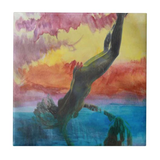 Das Mädchen und der Delfin Fliese (Vorderseite)