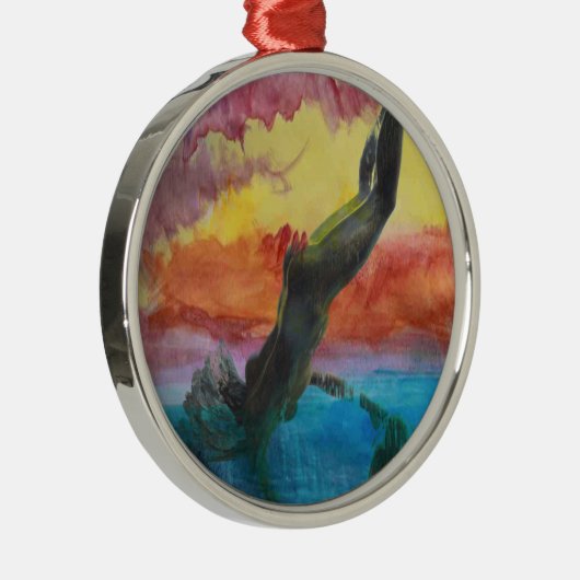 Das Mädchen und der Delfin Ornament Aus Metall (Rechts)