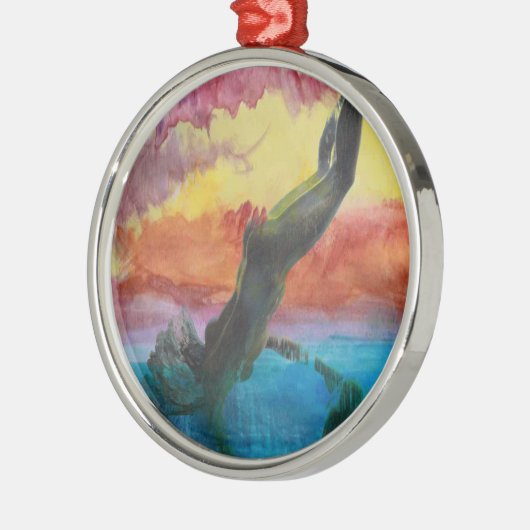 Das Mädchen und der Delfin Ornament Aus Metall (Links)