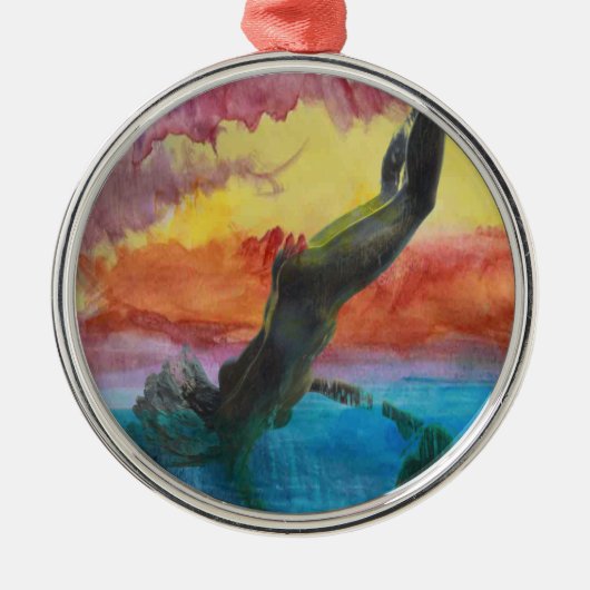 Das Mädchen und der Delfin Ornament Aus Metall (Vorne)