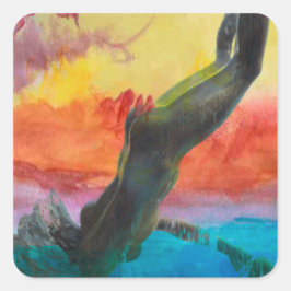 Das Mädchen und der Delfin Quadratischer Aufkleber