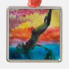 Das Mädchen und der Delfin Silbernes Ornament