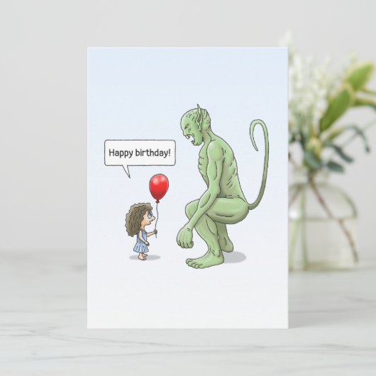 Das Mädchen und der große grüne Goblin Karte (Stehend Vorderseite)