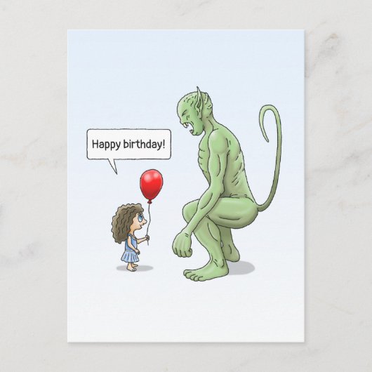 Das Mädchen und der große grüne Goblin Postkarte (Vorderseite)