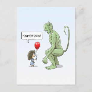 Das Mädchen und der große grüne Kobold Postkarte