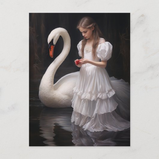 Das Mädchen und der Schwan Postkarte (Vorderseite)
