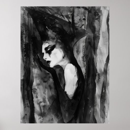 DAS MAGE Schwarz/Weiß Abstrakt-Hexerei-Portrait Poster (Vorne)