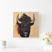 Das majestätische Bison - ein Symbol für Power und Quadratische Wanduhr (Zuhause)