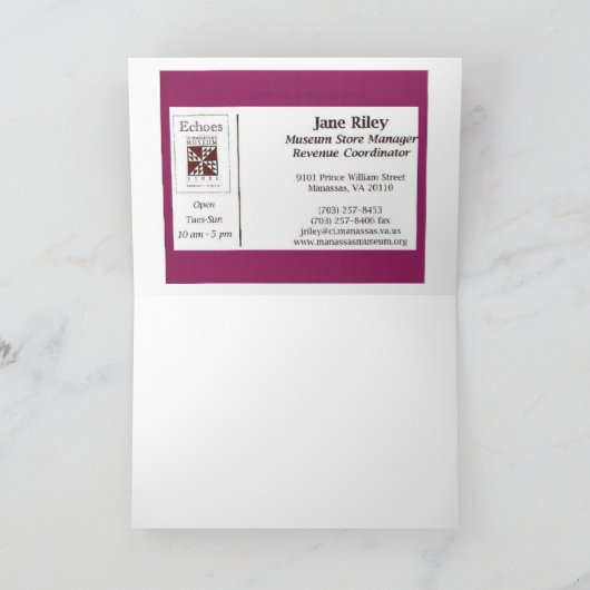 DAS MANASSAS MUSEUM KARTE (Innenseite)