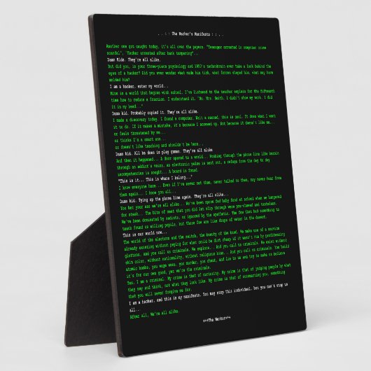 Das Manifest des Hackers Fotoplatte (Seite)