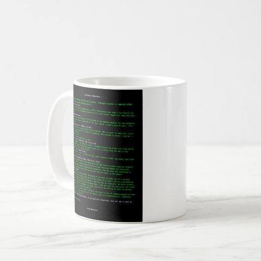 Das Manifest des Hackers Kaffeetasse (Vorderseite Links)