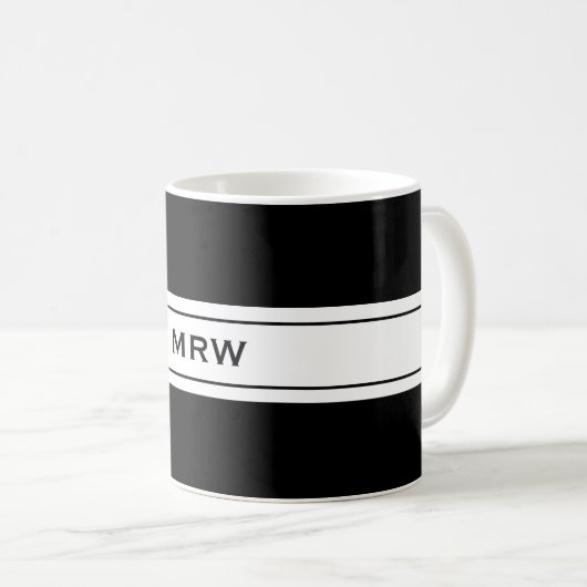 Das männliche einfache Schwarz-weiße Kaffeetasse (VorderseiteRechts)