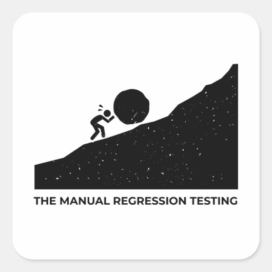Das manuelle Regressionstest ist ein lustiges Desi Quadratischer Aufkleber (Vorderseite)