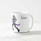 Das Marathon-Tasse der Frauen mit lila Band Kaffeetasse (VorderseiteRechts)