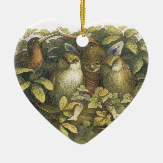 Das Märchenland, Fee 1870 mit Eulen Keramik Ornament (Vorne)