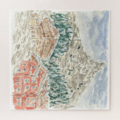 Das Matterhorn Schweizer Alpen Wasserfarbe Puzzle (Horizontal)