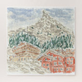 Das Matterhorn Schweizer Alpen Wasserfarbe Puzzle (Vertikal)