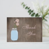 Das Maurer-Glas u. Rosen, die rustikal sind, Dankeskarte (Stehend Vorderseite)