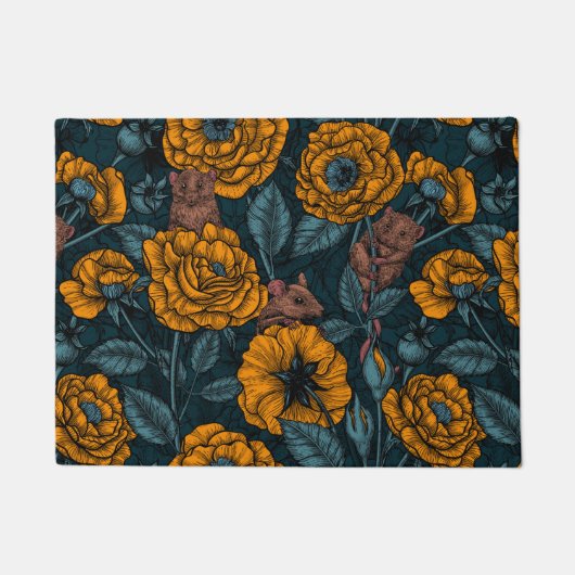 Das Mäuse-Party in Orange und Blau Fußmatte (Vorderseite)